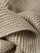 Wool Purl Knit Throw | Bone