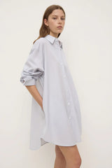 Cora Stripe Shirt Dress | White/Navy Stripe