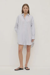 Cora Stripe Shirt Dress | White/Navy Stripe