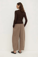 Elaine Washed Cotton Pant | Dark Sand