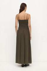 Connie Cotton Shirred Dress | Dark Military