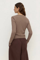Mika Cotton Long Sleeve Tee | Dark Sand