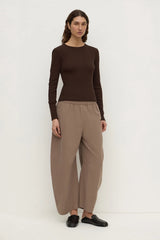 Elaine Washed Cotton Pant | Dark Sand