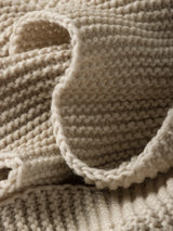 Wool Purl Knit Throw | Bone