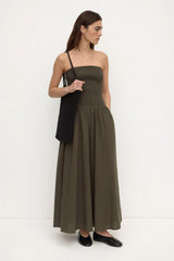 Connie Cotton Shirred Dress | Dark Military