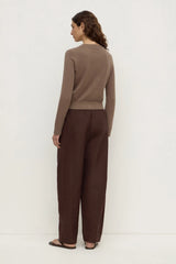 Orina Cotton Cashmere Cardigan | Dark Sand
