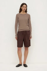 Mika Cotton Long Sleeve Tee | Dark Sand