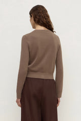 Orina Cotton Cashmere Cardigan | Dark Sand