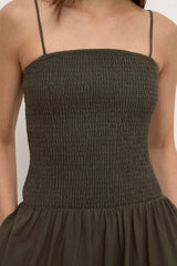 Connie Cotton Shirred Dress | Dark Military